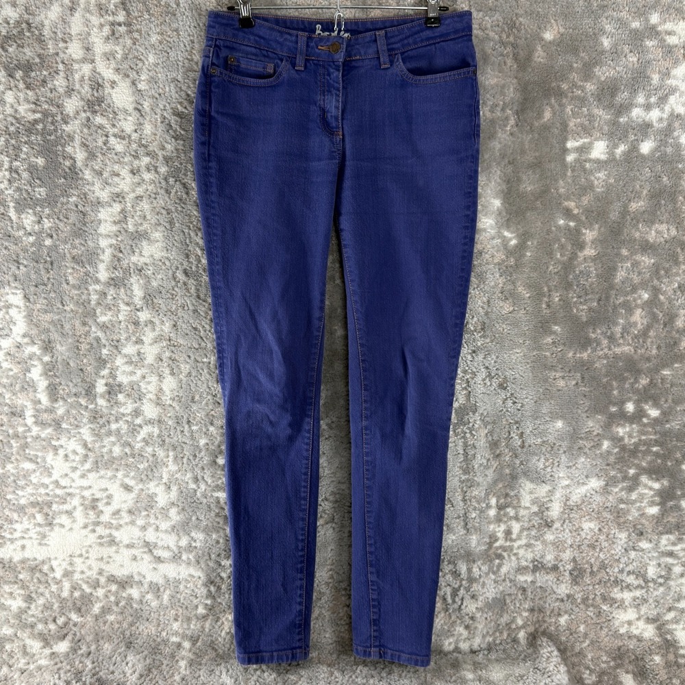 Boden Size 6 Stretch Denim Casual Jeans Purple Blue Pants‎ Button Zip